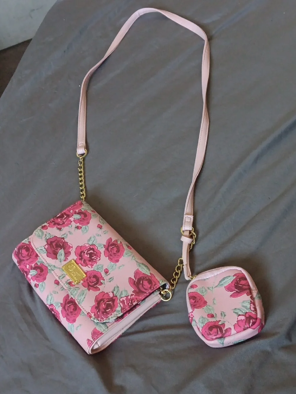 Floral bag with coin pouch women